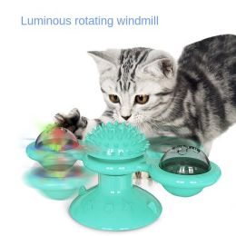 Spinning windmill teasing cat toy luminous mint sucker toy cat biting self-excited toy 2 windmills - Yellow
