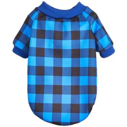 Warm Fleece Dog Clothing Classic Plaid Patchwork Dog and Cat Hoodies - BluecheckL