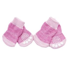 4 Pcs Pink Knitted Dogs Socks Cat Socks Cute Pet Socks Dog Paw Protection for Puppy Indoor Wear - Default