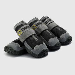 Pet Non-Skid Booties, Waterproof Socks Breathable Non-Slip with 3m Reflective Adjustable Strap Small to Large Size (4PCS/Set) Paw Protector - black -