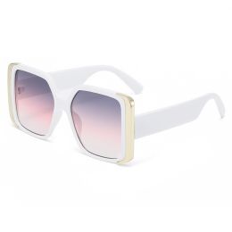 New cross-border fashion big frame retro square sunglasses women's personality outdoor sports street photography men's sunglasses - White frame tricol