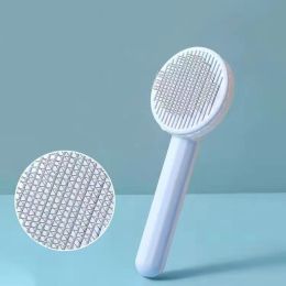 1pc Pet Grooming Brush Hair Removal Comb With Stainless Steel Teeth; Dematting Brush For Dogs & Cats - Blue