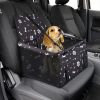 Pet Car Booster Seat Travel Carrier Cage; Breathable Folding Soft Washable Travel Bags For Small Pet - Black-Bones Pattern