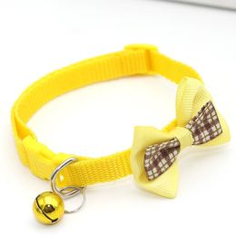 Bowknot Cat Collars; Pet Collar With Bell & Buckle; Cute Pet Supplies For Decoration - Yellow - M