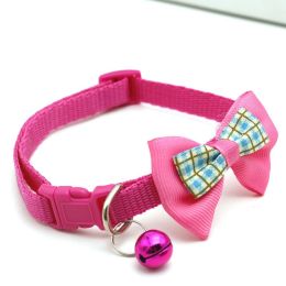 Bowknot Cat Collars; Pet Collar With Bell & Buckle; Cute Pet Supplies For Decoration - Rose Red - M