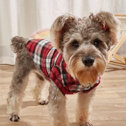 Pet Plaid Shirt For Small & Medium Dogs; Classic Dog Shirt Dog Polo T-Shirt; Pet Apparel - Red - L