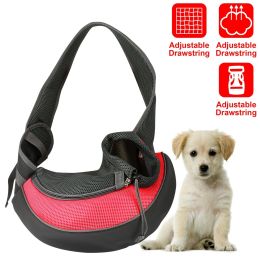 Pet Carrier for Dogs Cats Hand Free Sling Adjustable Padded Strap Tote Bag Breathable Shoulder Bag Carrying Small Dog Cat - Red - L