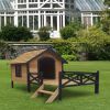 Outdoor Large Wooden Cabin House Style Wooden Dog Kennel with Porch - as Pic