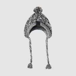 Fur Ball Warm And Windproof Fluffy Ball Knitting Method Dog Fighting Hat - Grey - L
