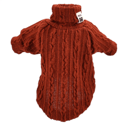 Pet Turtleneck Knitted Sweater Winter Dog Cat Keep Warm - Orange - L