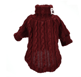 Pet Turtleneck Knitted Sweater Winter Dog Cat Keep Warm - Wine Red - S