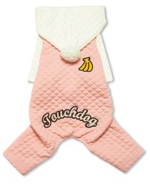 Touchdog Fashion Designer Full Body Quilted Pet Dog Hooded Sweater - Pink/White - Small