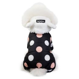 Warm big polka dot four-leg cotton coat - Black - S