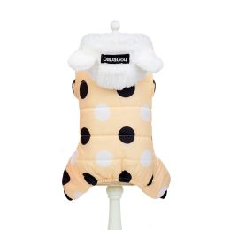 Warm big polka dot four-leg cotton coat - Light Yellow - S
