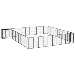 46-Panel Dog Playpen Black 19.7"x39.4" Powder-coated Steel - Black
