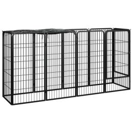 10-Panel Dog Playpen Black 19.7"x39.4" Powder-coated Steel - Black