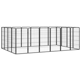 20-Panel Dog Playpen Black 19.7"x39.4" Powder-coated Steel - Black