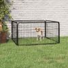 Dog Playpen 4 Panels Black 39.4"x19.7" Powder-coated Steel - Black