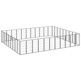 40-Panel Dog Playpen Black 19.7"x39.4" Powder-coated Steel - Black