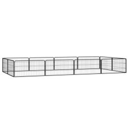 12-Panel Dog Playpen Black 39.4"x19.7" Powder-coated Steel - Black