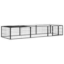 8-Panel Dog Playpen Black 39.4"x19.7" Powder-coated Steel - Black
