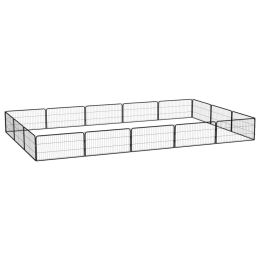 16-Panel Dog Playpen Black 39.4"x19.7" Powder-coated Steel - Black