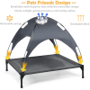 Outdoor travel CampingPortable Elevated Pet Bed With Removable Canopy Shade - grey - L
