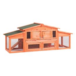 71' Large Wooden Rabbit Hutch Small Animal House with 2 Run Play Area - default
