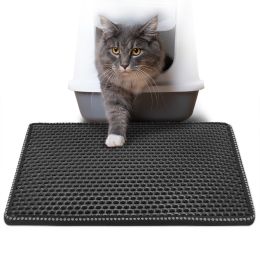 Indoor And Outdoor Easy Clean Double Layer Mats Cat Litter Mat - Black - EVA