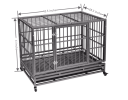 Heavy-Duty Metal Dog Kennel, Pet Cage Crate with Openable Flat Top and Front Door, 4 Wheels  - black