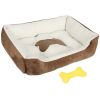 Pet Dog Bed Soft Warm Fleece Puppy Cat Bed Dog Cozy Nest Sofa Bed Cushion Mat L Size - L - Brown