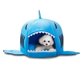 Shark Shape House Beds Tent Mat Small Dog Cat Puppy Beds Soft Dog House For Large Dogs Beds - Blue - 42x42x40 cm