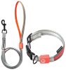 Touchdog 'Lumiglow' 2-in-1 USB Charging LED Lighting Water-Resistant Dog Leash and Collar - Grey - Small