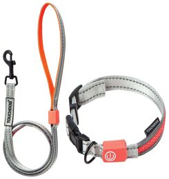 Touchdog 'Lumiglow' 2-in-1 USB Charging LED Lighting Water-Resistant Dog Leash and Collar - Grey - Small