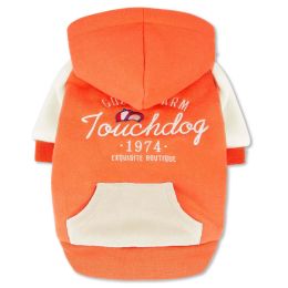 Touchdog 'Heritage' Soft-Cotton Fashion Dog Hoodie - Orange - X-Small