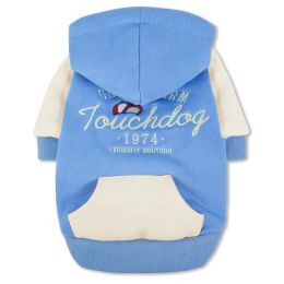 Touchdog 'Heritage' Soft-Cotton Fashion Dog Hoodie - Blue - Small