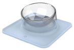 Pet Life 'Surface' Anti-Skid and Anti-Spill Curved and Clear Removable Pet Bowl - Blue