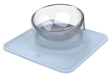 Pet Life 'Surface' Anti-Skid and Anti-Spill Curved and Clear Removable Pet Bowl - Blue