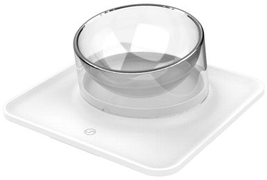 Pet Life 'Surface' Anti-Skid and Anti-Spill Curved and Clear Removable Pet Bowl - White