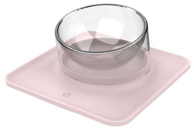Pet Life 'Surface' Anti-Skid and Anti-Spill Curved and Clear Removable Pet Bowl - Pink