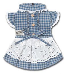 Touchdog 'I love Poochi' Classical Fashion Plaid Dog Dress - Blue - Large