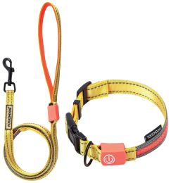 Touchdog 'Lumiglow' 2-in-1 USB Charging LED Lighting Water-Resistant Dog Leash and Collar - Yellow - Medium