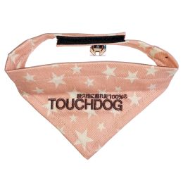 Touchdog 'Bad-to-the-Bone' Star Patterned Fashionable Velcro Bandana - Pink - Large