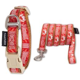 Touchdog 'Funny Bun' Tough Stitched Embroidered Collar and Leash - Red - Medium