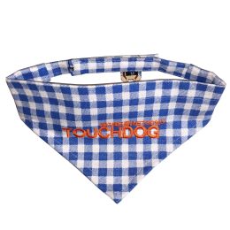Touchdog 'Bad-to-the-Bone' Plaid Patterned Fashionable Velcro Bandana - Blue - Large