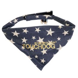 Touchdog 'Bad-to-the-Bone' Star Patterned Fashionable Velcro Bandana - Blue - Large