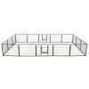 Dog Playpen 16 Panels Steel 31.5"x23.6" Black - Black