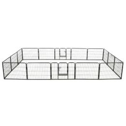Dog Playpen 16 Panels Steel 31.5"x23.6" Black - Black