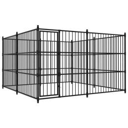 Outdoor Dog Kennel 118.1"x118.1"x72.8" - Black