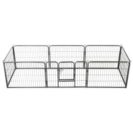 Dog Playpen 8 Panels Steel 31.5"x23.6" Black - Black